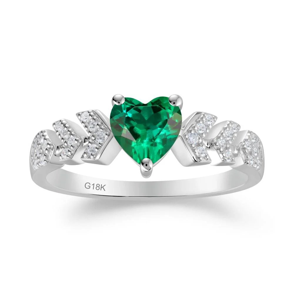 Cupid Inspired Heart Emerald Wedding Ring - Image 4