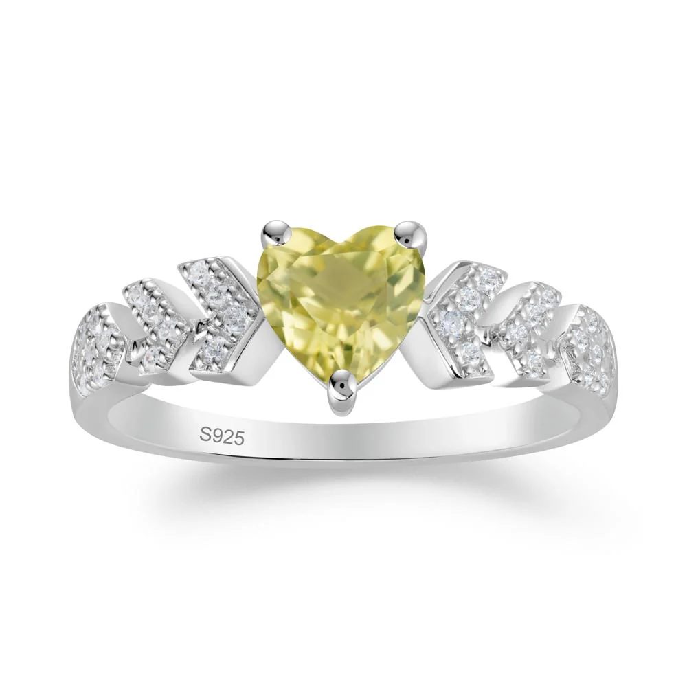 Cupid Inspired Heart Lemon Quartz Wedding Ring - Image 4