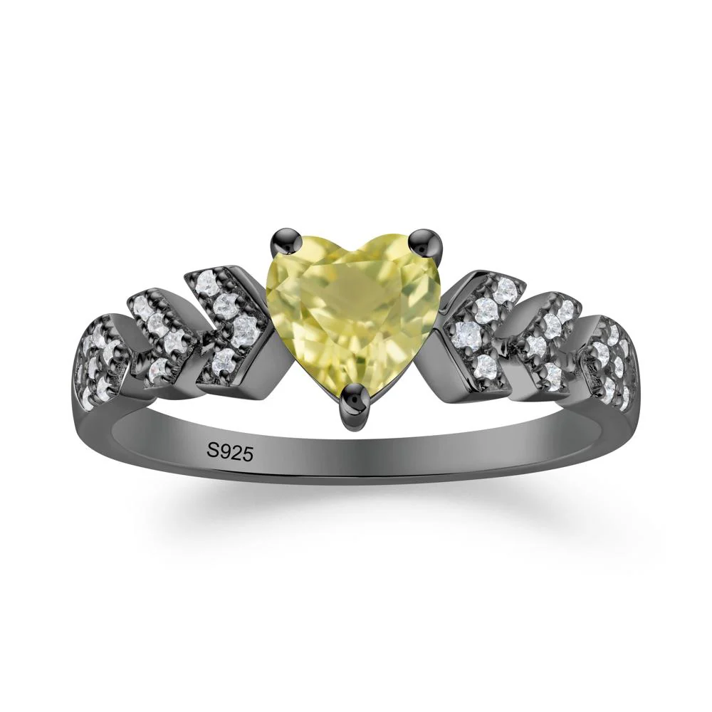 Cupid Inspired Heart Lemon Quartz Wedding Ring - Image 9