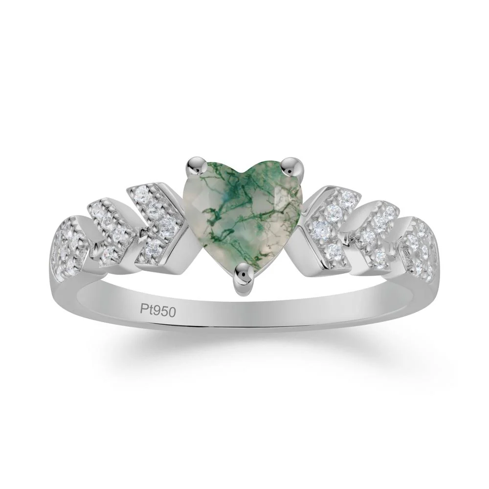 Cupid Inspired Heart Moss Agate Wedding Ring - Image 2