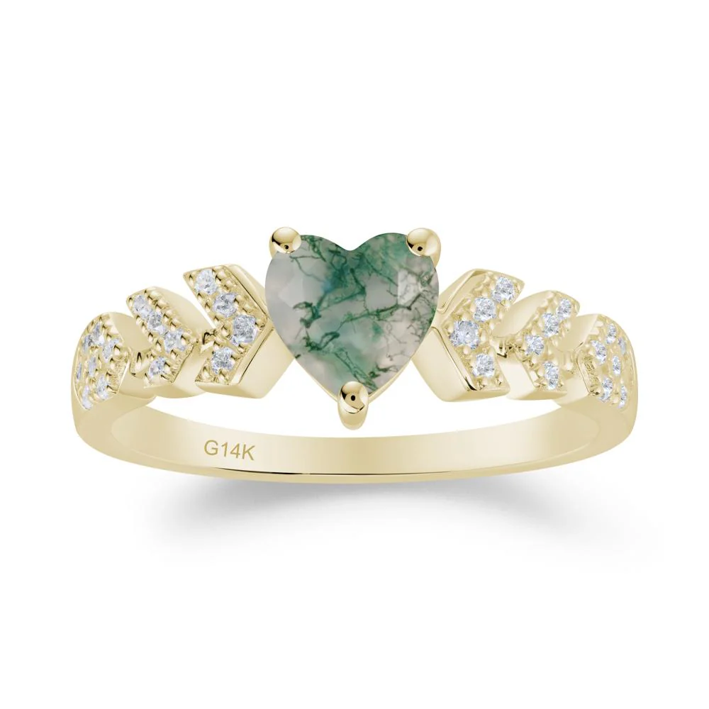 Cupid Inspired Heart Moss Agate Wedding Ring - Image 3