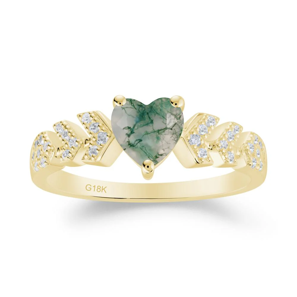Cupid Inspired Heart Moss Agate Wedding Ring - Image 6