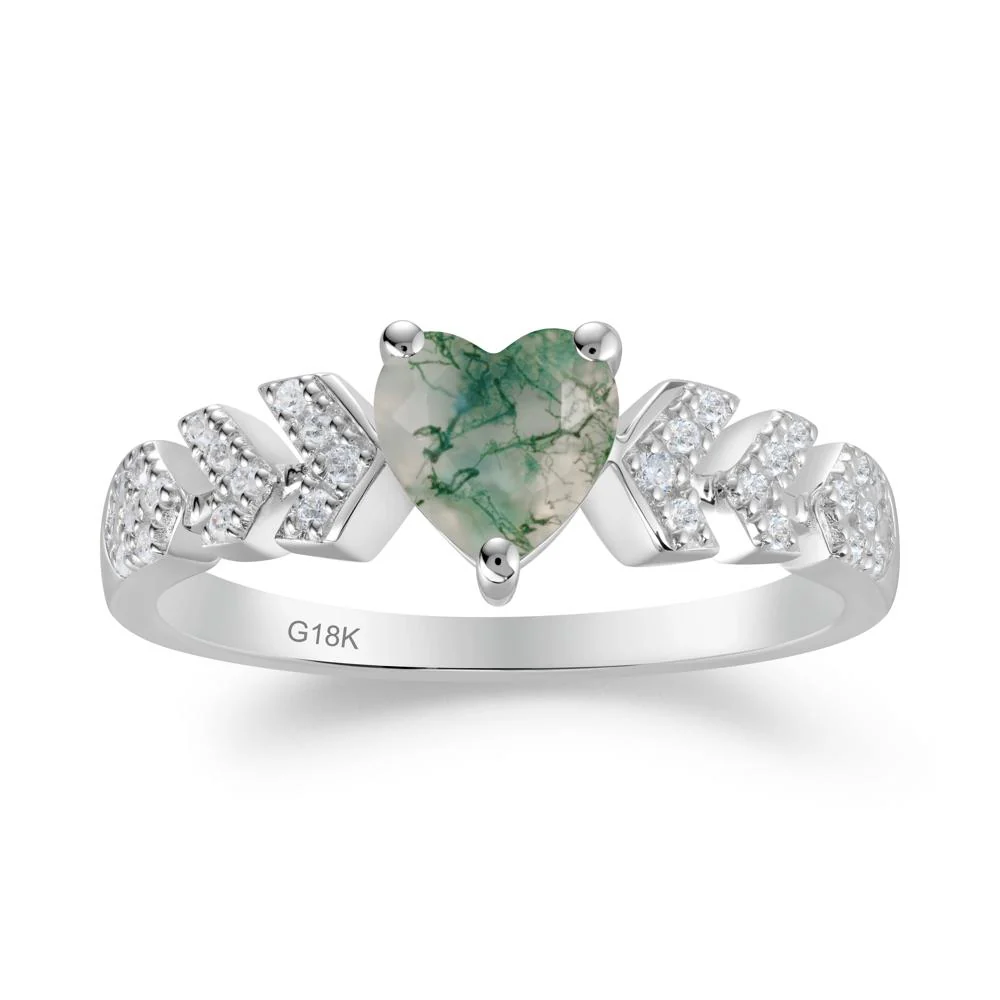 Cupid Inspired Heart Moss Agate Wedding Ring - Image 7