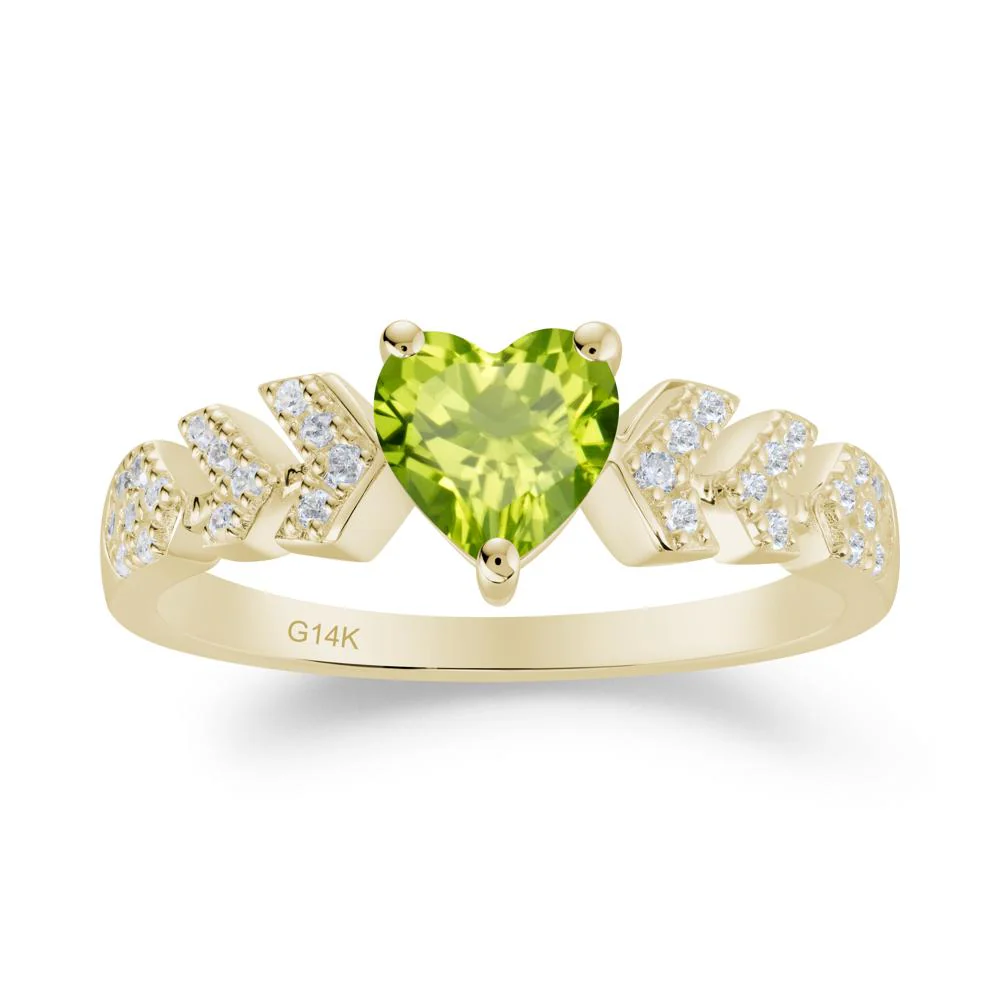 Cupid Inspired Heart Peridot Wedding Ring - Image 5