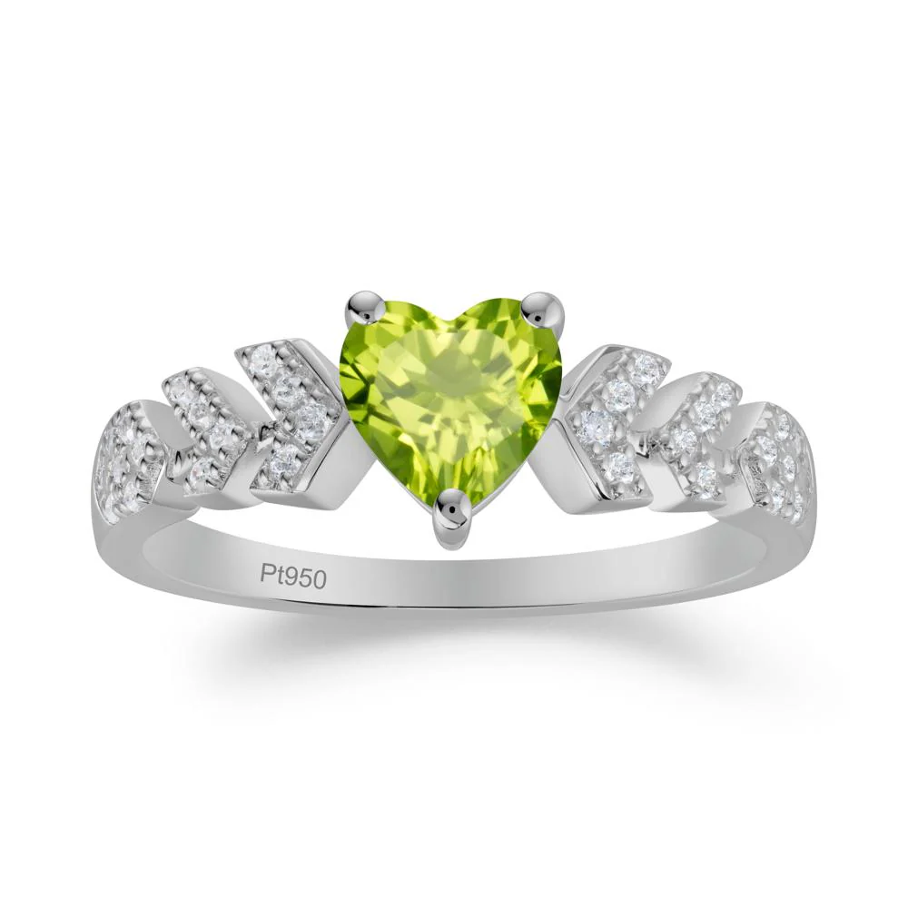 Cupid Inspired Heart Peridot Wedding Ring - Image 6
