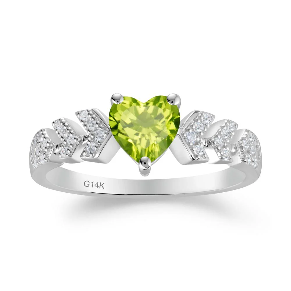 Cupid Inspired Heart Peridot Wedding Ring - Image 7
