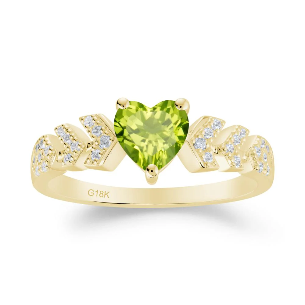 Cupid Inspired Heart Peridot Wedding Ring - Image 8