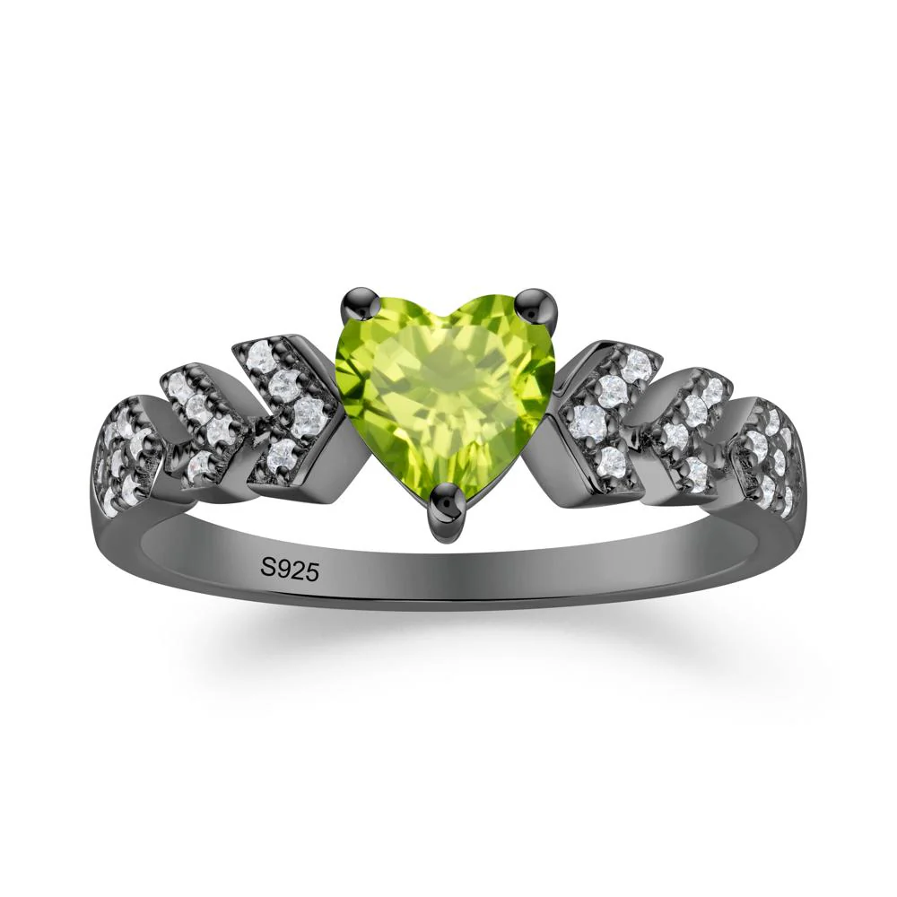 Cupid Inspired Heart Peridot Wedding Ring - Image 9
