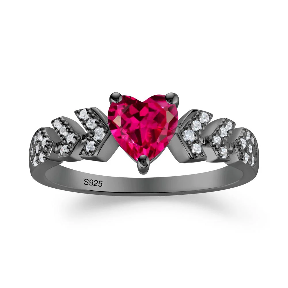 Cupid Inspired Heart Ruby Wedding Ring - Image 9
