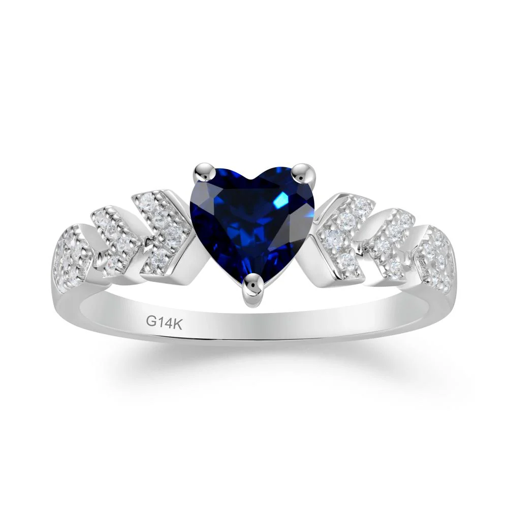Cupid Inspired Heart Sapphire Wedding Ring - Image 2