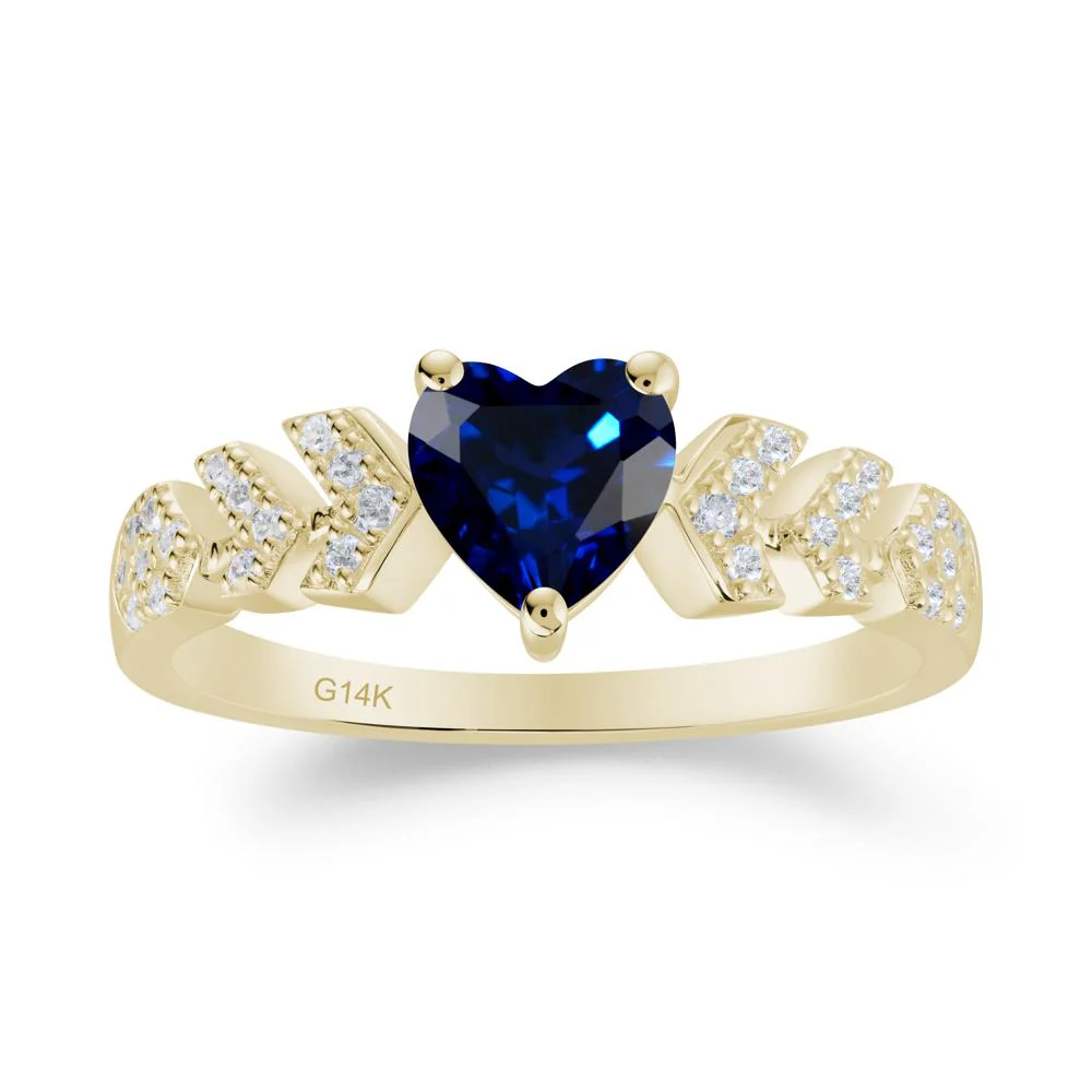 Cupid Inspired Heart Sapphire Wedding Ring - Image 4