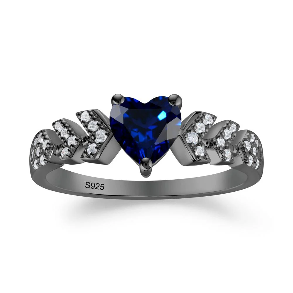 Cupid Inspired Heart Sapphire Wedding Ring - Image 5