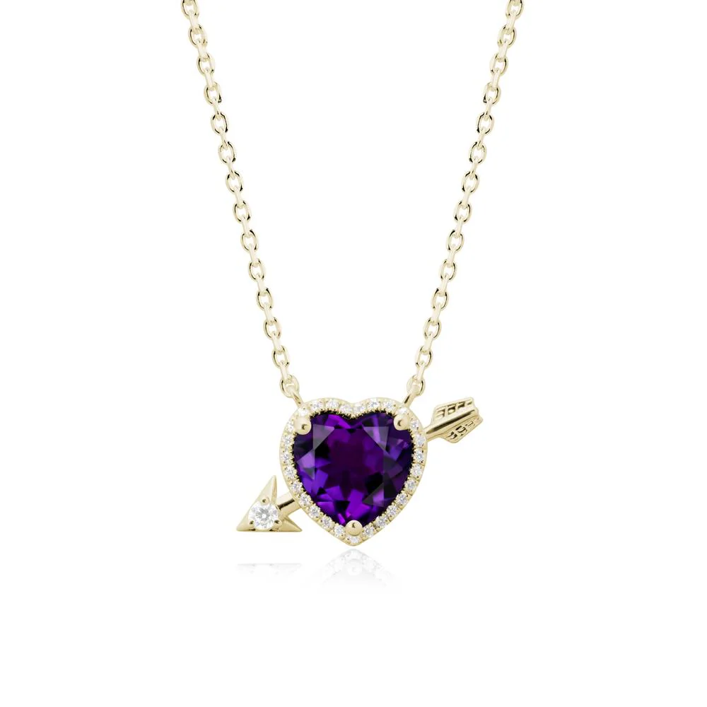 Cupid's Arrow Heart Shaped Amethyst Necklace