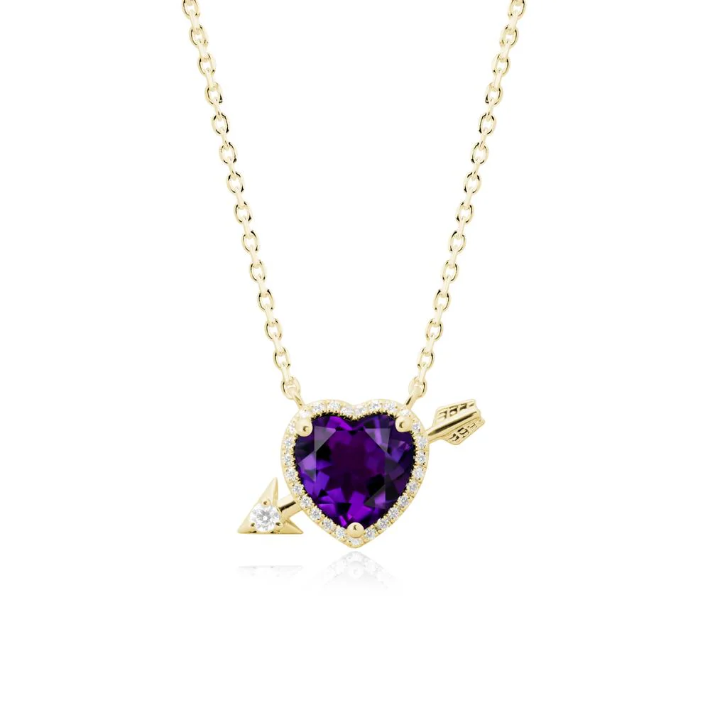 Cupid's Arrow Heart Shaped Amethyst Necklace - Image 6