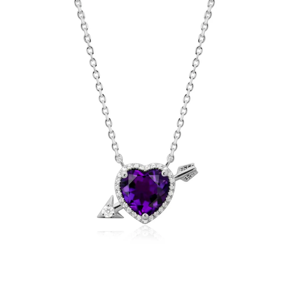 Cupid's Arrow Heart Shaped Amethyst Necklace - Image 8
