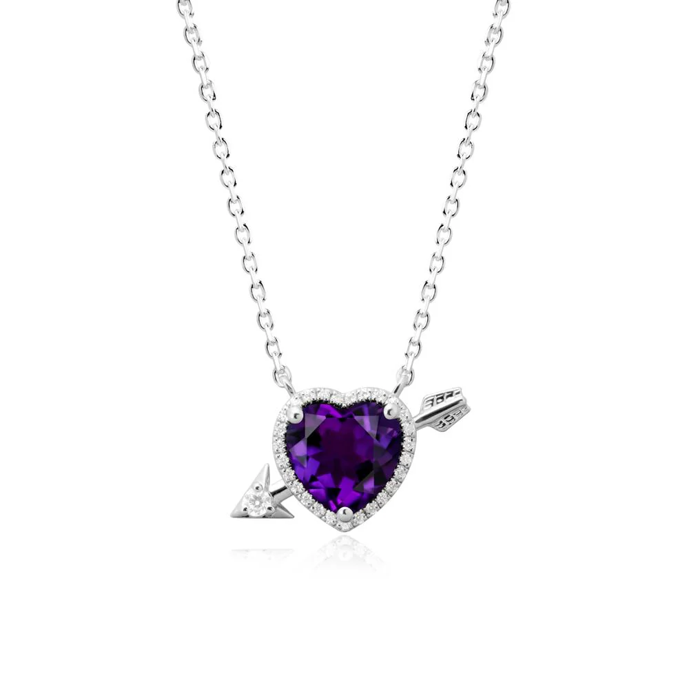 Cupid's Arrow Heart Shaped Amethyst Necklace - Image 9