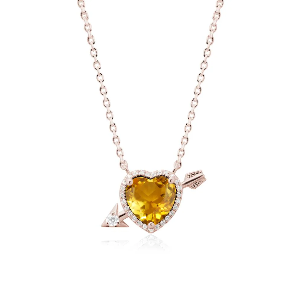 Cupid's Arrow Heart Shaped Citrine Necklace - Image 2