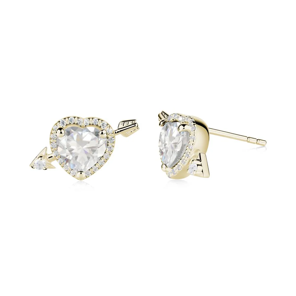 Cupid's Arrow Heart Shaped Cubic Zirconia Stud Earrings - Image 7