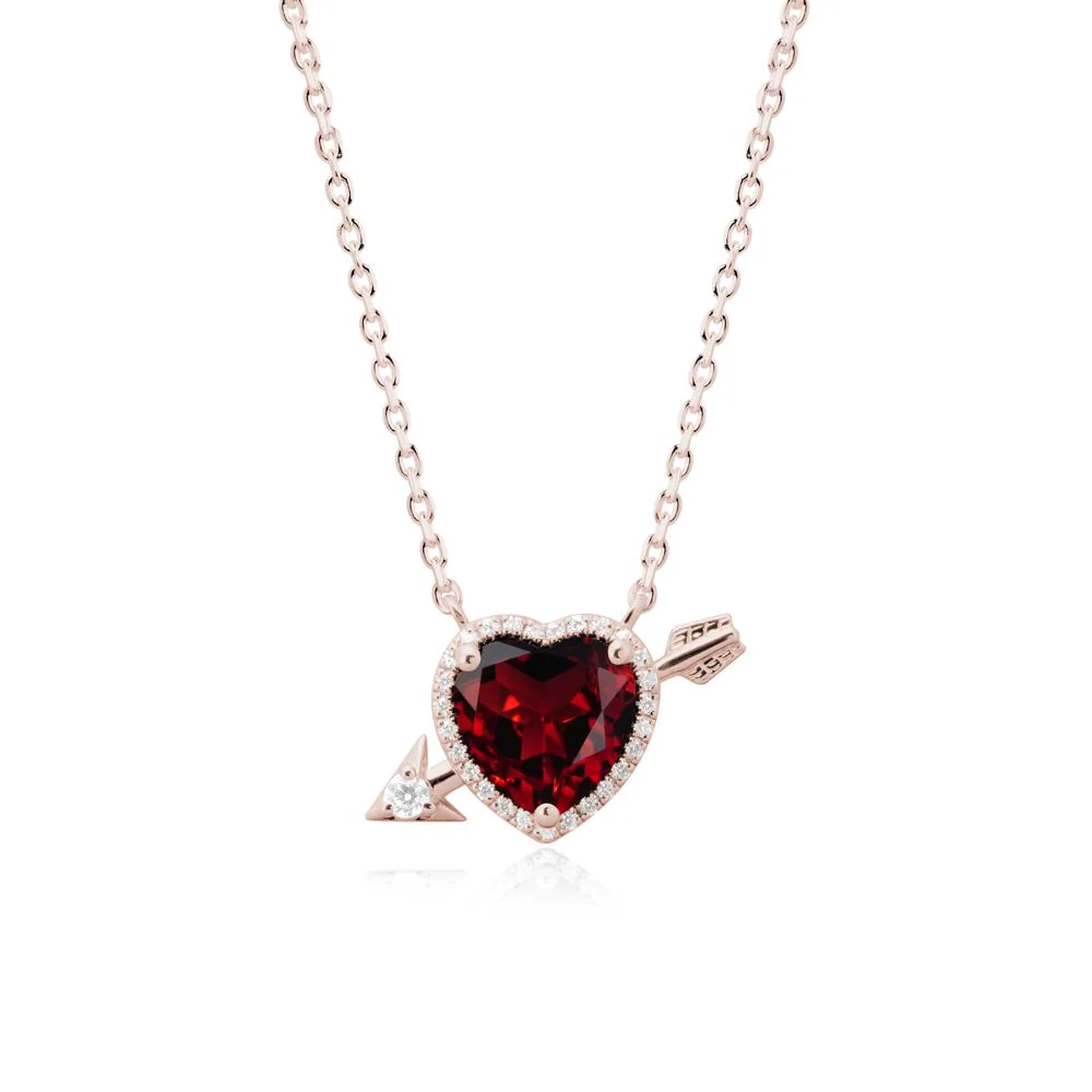 Cupid's Arrow Heart Shaped Garnet Necklace - Image 2
