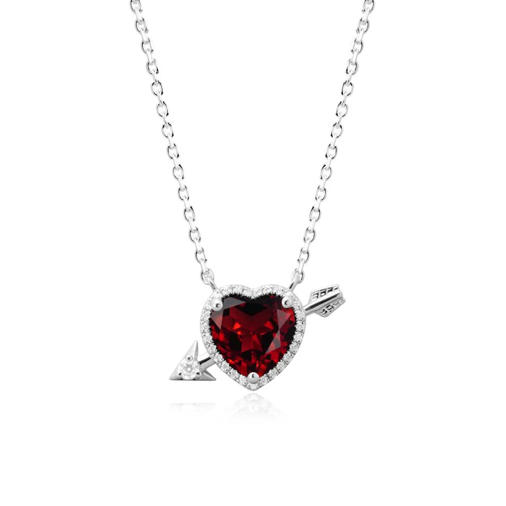 Cupid's Arrow Heart Shaped Garnet Necklace - Image 3