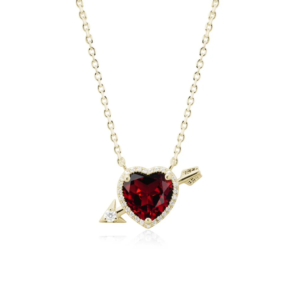 Cupid's Arrow Heart Shaped Garnet Necklace - Image 4