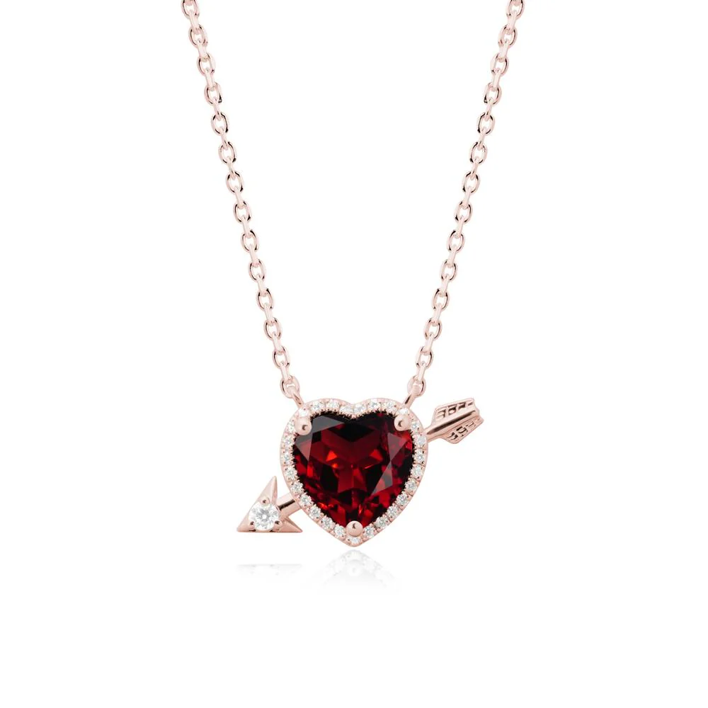 Cupid's Arrow Heart Shaped Garnet Necklace - Image 5