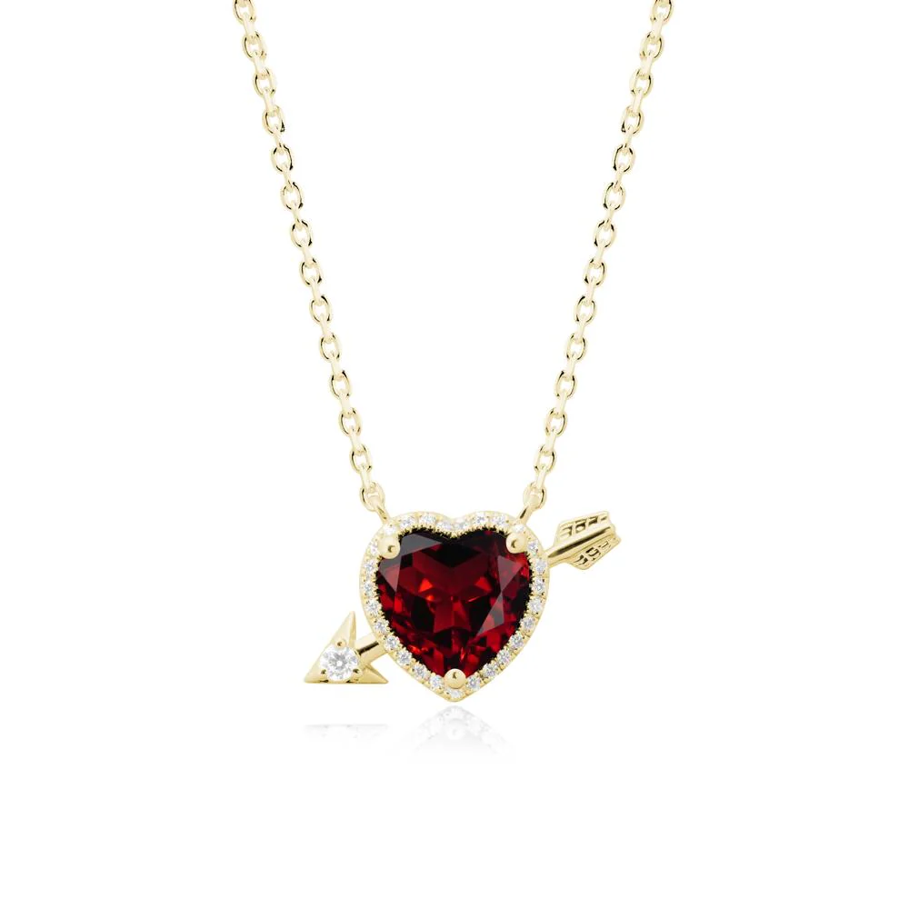 Cupid's Arrow Heart Shaped Garnet Necklace - Image 7