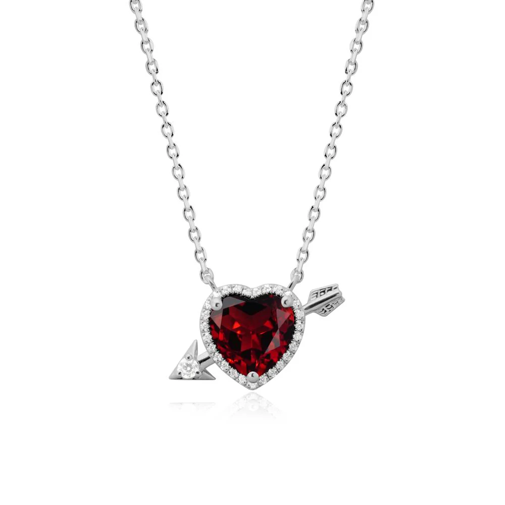 Cupid's Arrow Heart Shaped Garnet Necklace - Image 9