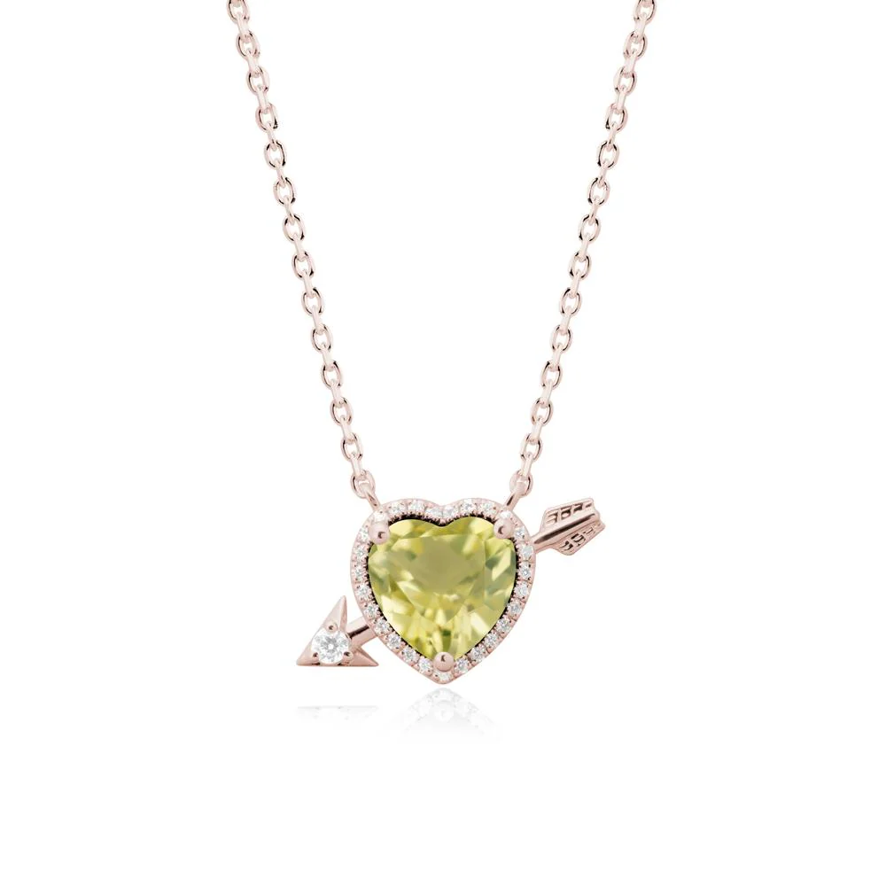 Cupid's Arrow Heart Shaped Lemon Quartz Necklace - Image 2
