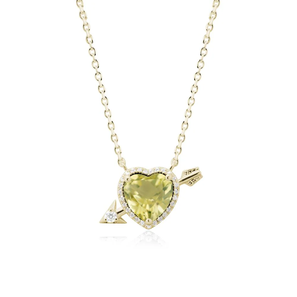 Cupid's Arrow Heart Shaped Lemon Quartz Necklace - Image 4