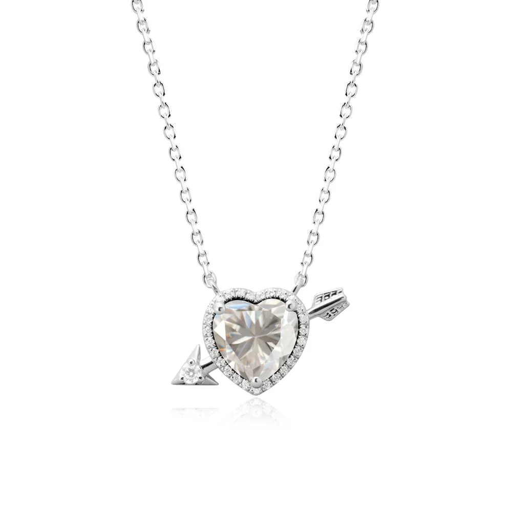 Cupid's Arrow Heart Shaped Moissanite Necklace - Image 2