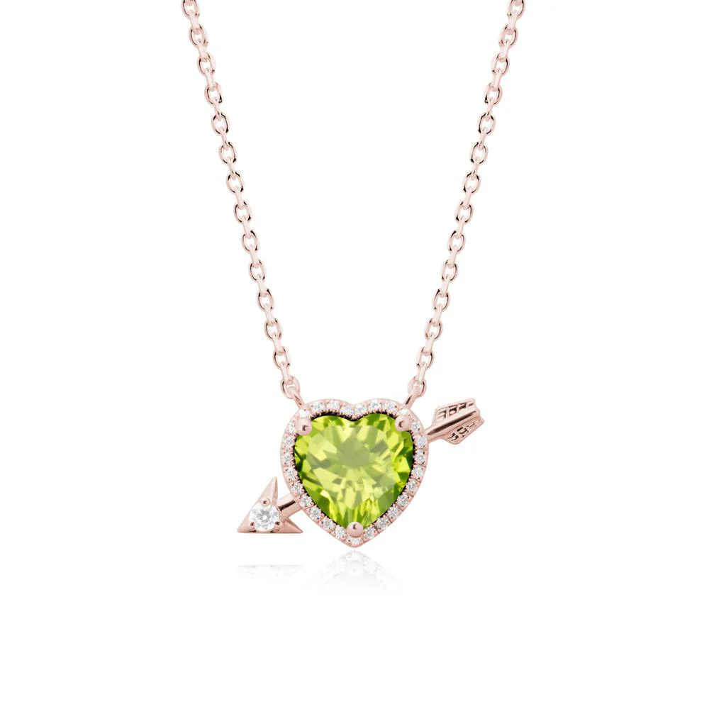 Cupid's Arrow Heart Shaped Peridot Necklace - Image 4