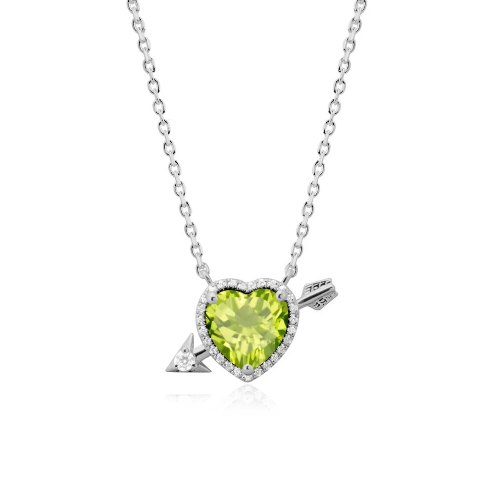 Cupid's Arrow Heart Shaped Peridot Necklace - Image 8