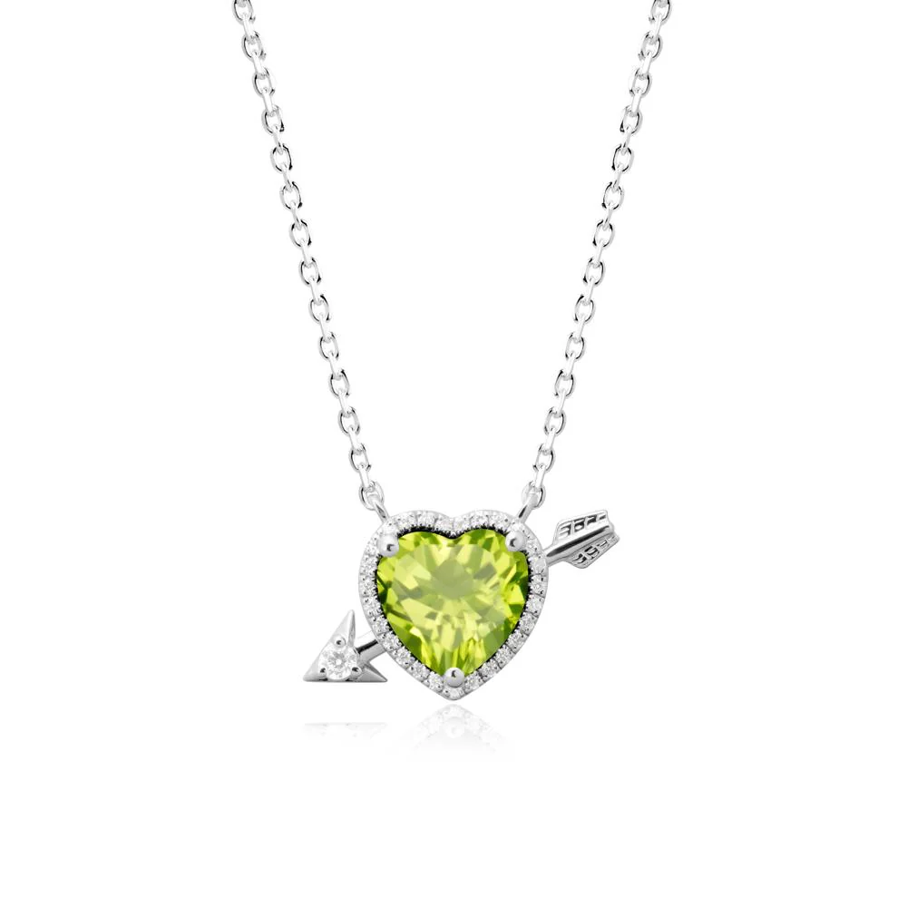 Cupid's Arrow Heart Shaped Peridot Necklace - Image 9