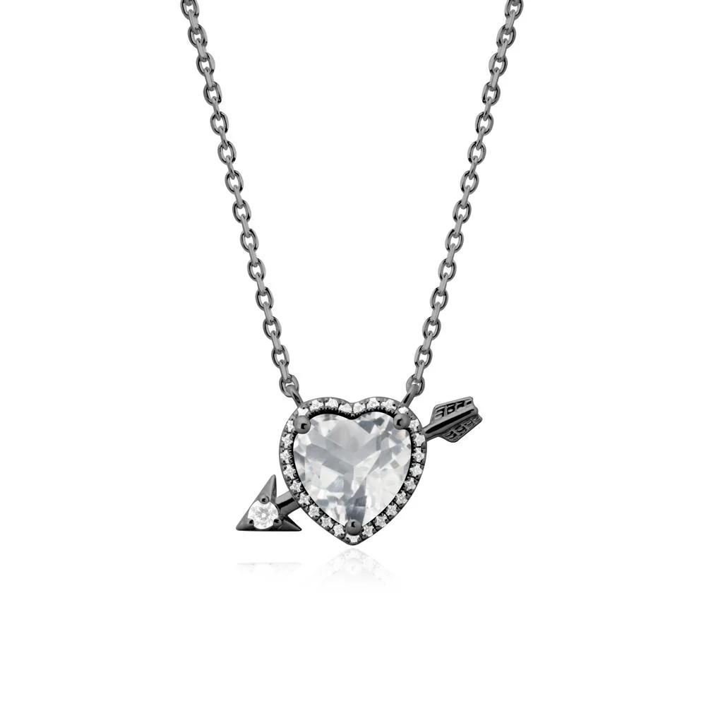 Cupid's Arrow Heart Shaped White Topaz Necklace