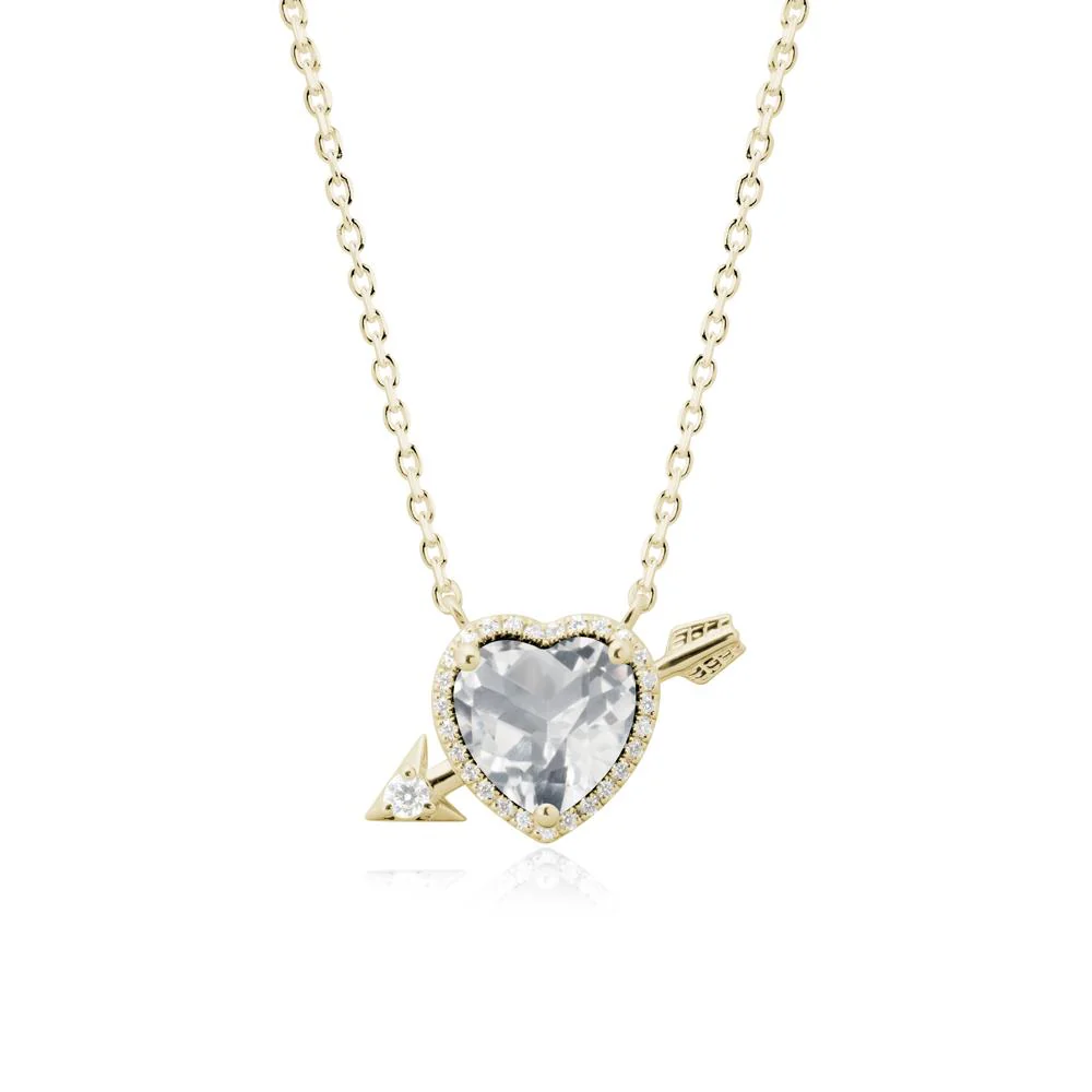 Cupid's Arrow Heart Shaped White Topaz Necklace - Image 4