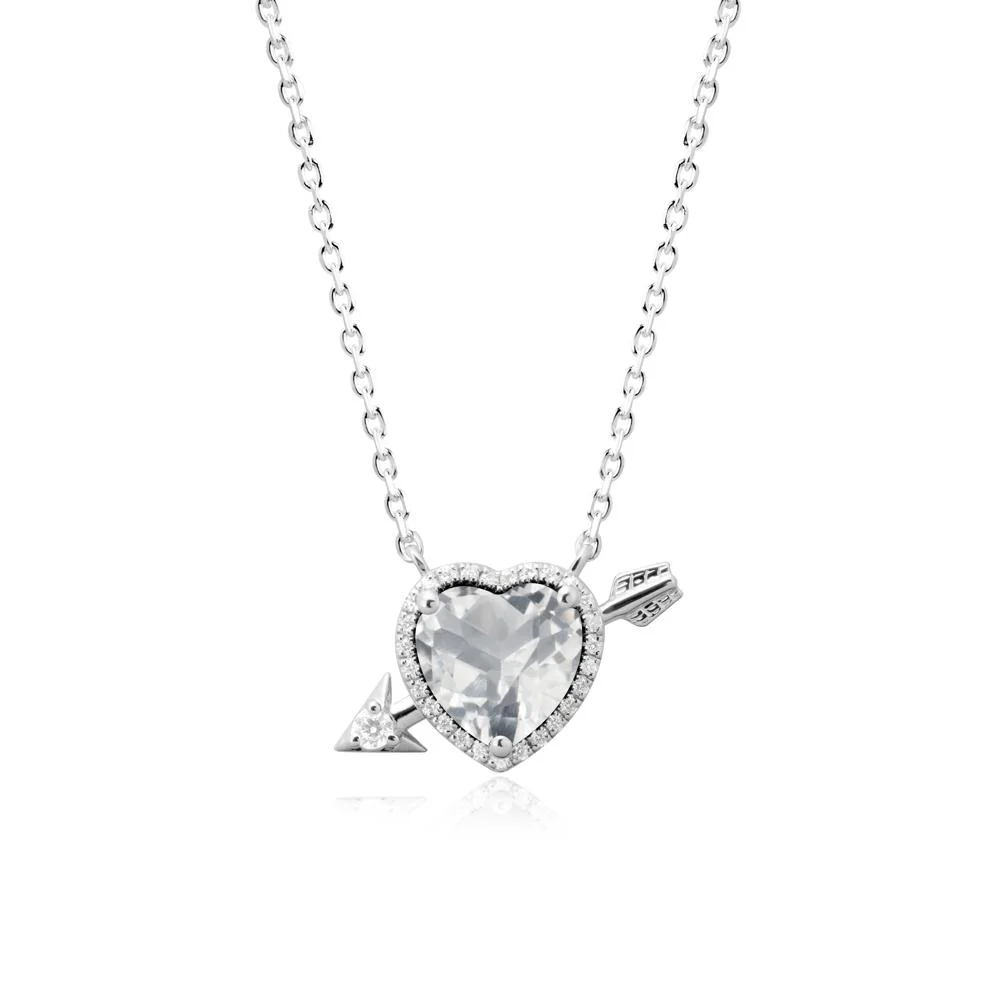 Cupid's Arrow Heart Shaped White Topaz Necklace - Image 6