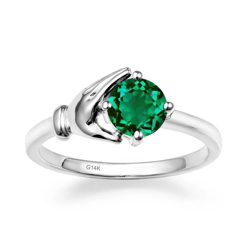 Cupping Hand Round Emerald Ring - Image 3