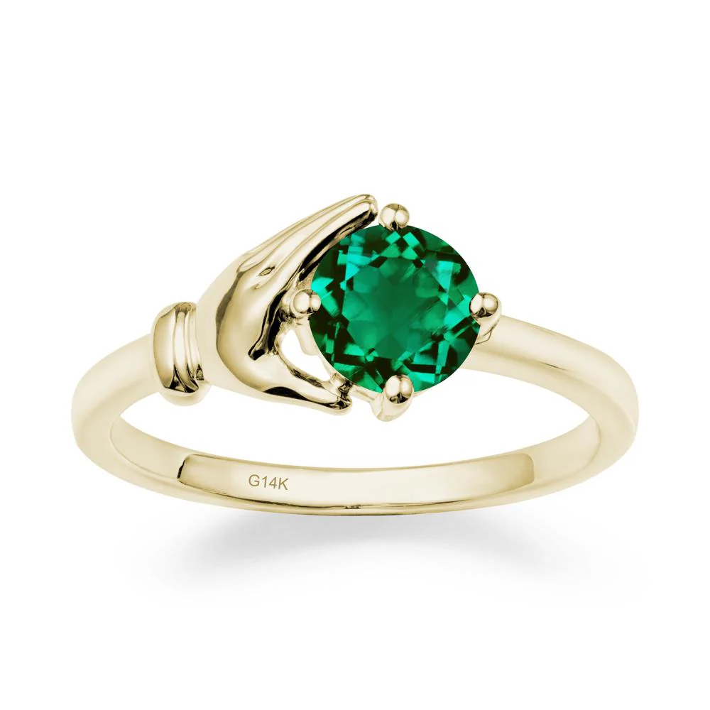 Cupping Hand Round Emerald Ring - Image 4