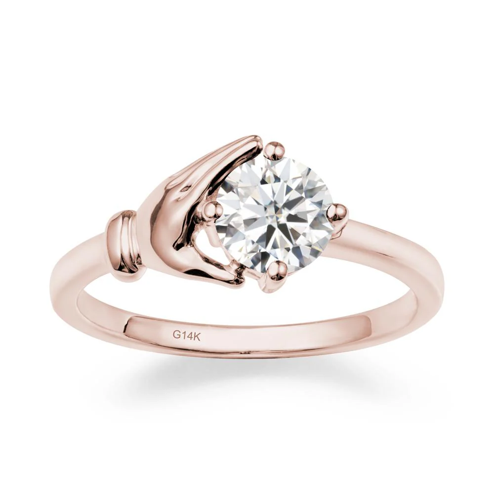 Cupping Hand Round Moissanite Ring - Image 2