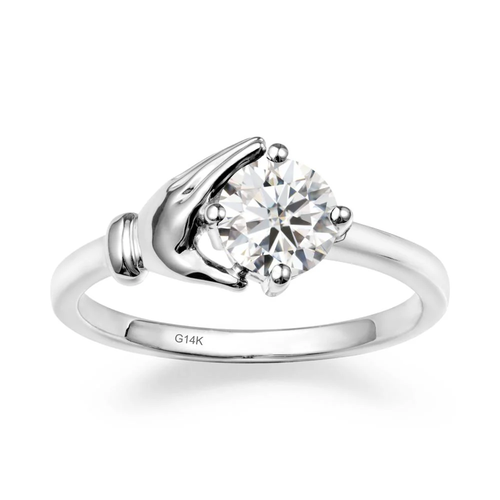 Cupping Hand Round Moissanite Ring - Image 3