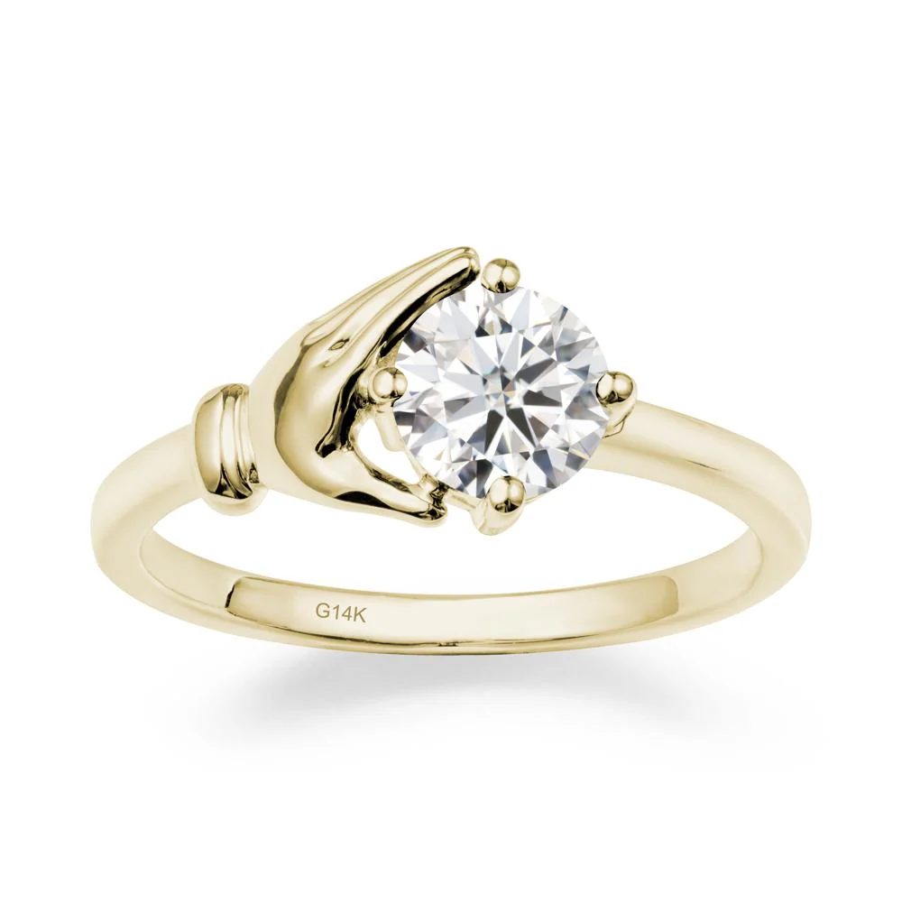 Cupping Hand Round Moissanite Ring - Image 4