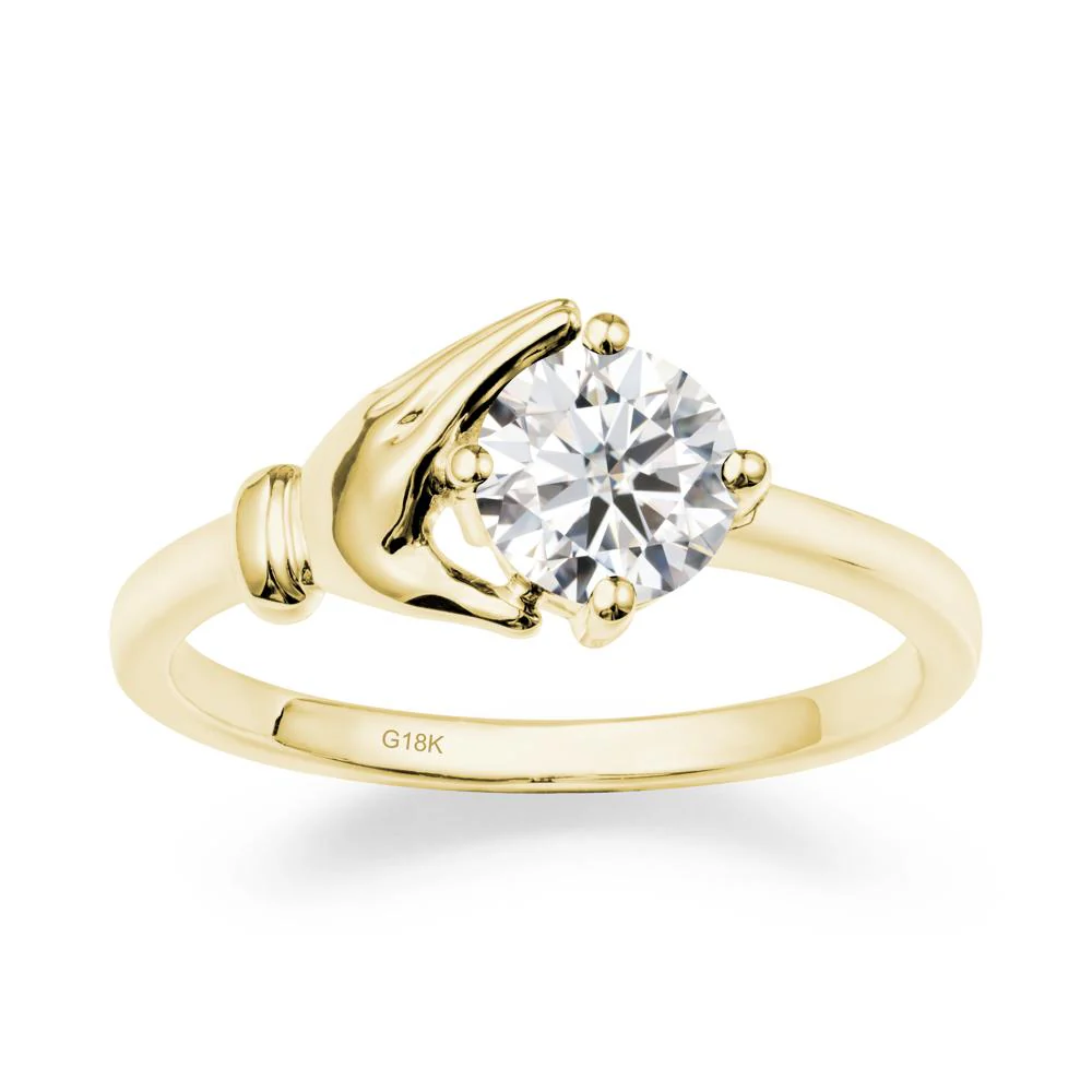 Cupping Hand Round Moissanite Ring - Image 7