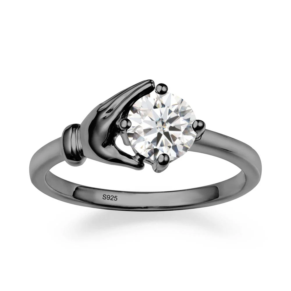 Cupping Hand Round Moissanite Ring - Image 8