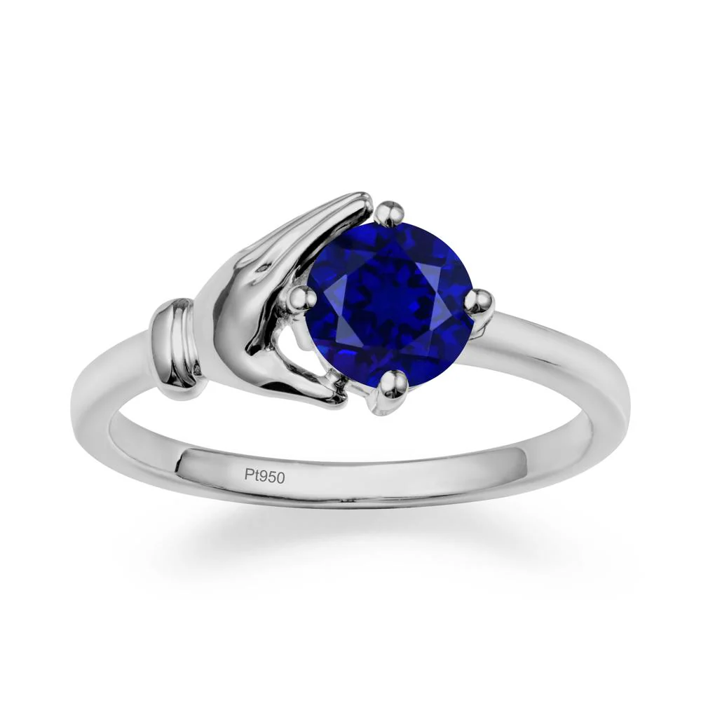Cupping Hand Round Sapphire Ring - Image 8