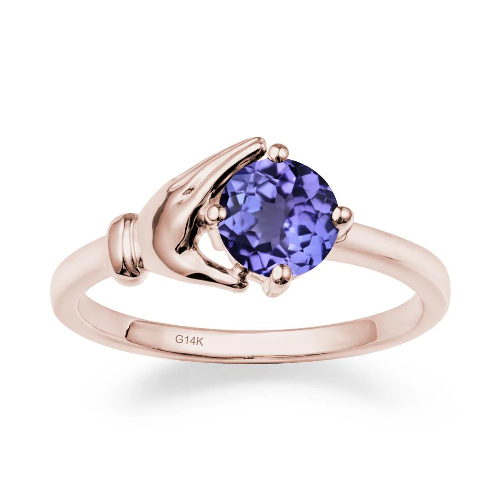Cupping Hand Round Tanzanite Ring - Image 2