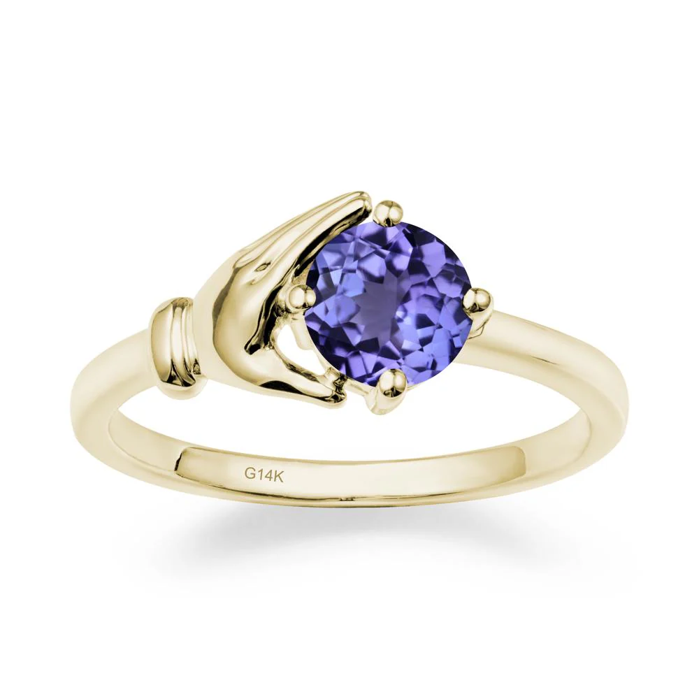 Cupping Hand Round Tanzanite Ring - Image 4