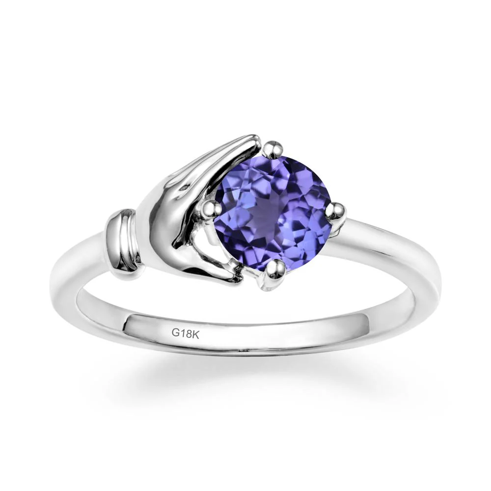 Cupping Hand Round Tanzanite Ring - Image 6