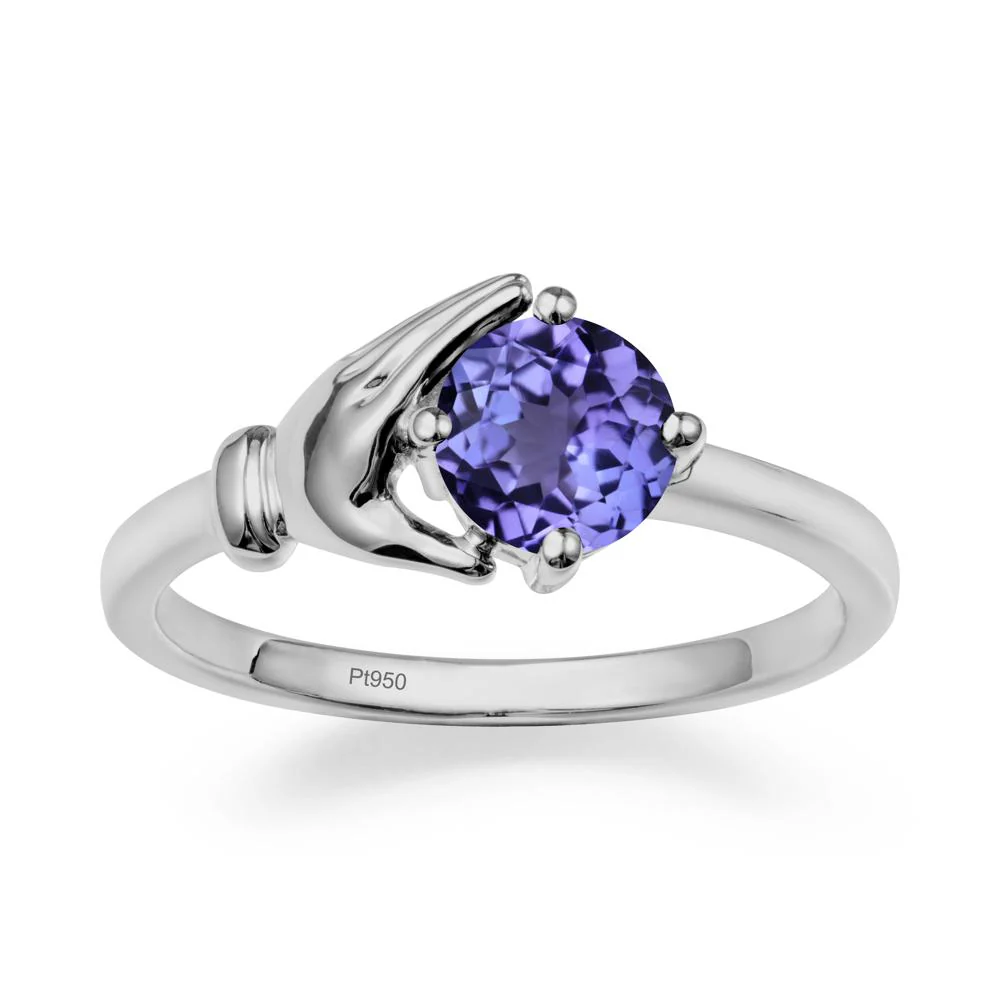Cupping Hand Round Tanzanite Ring - Image 8