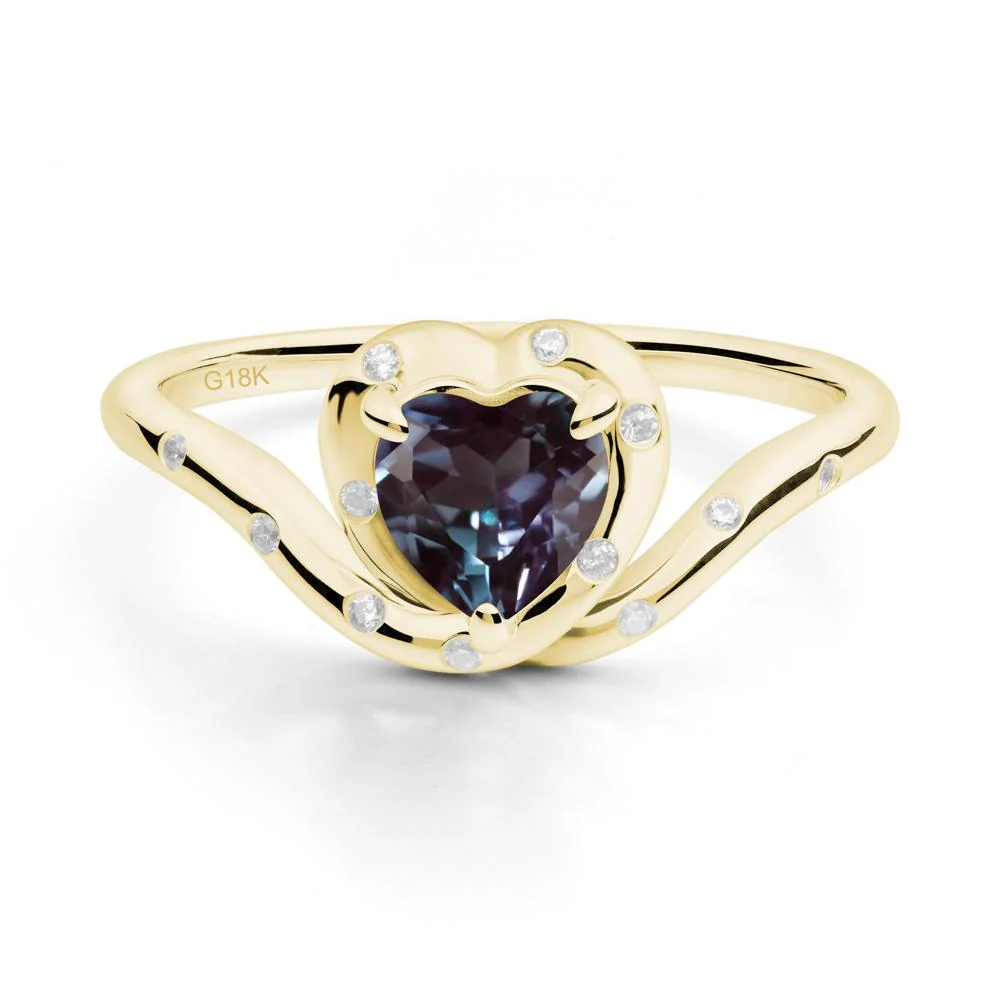 Curved Shank Heart-Shaped Alexandrite Ring - Image 4